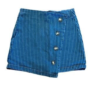 Chelsea & Violet Blue Denim Striped Mini Skirt Womens Size Medium